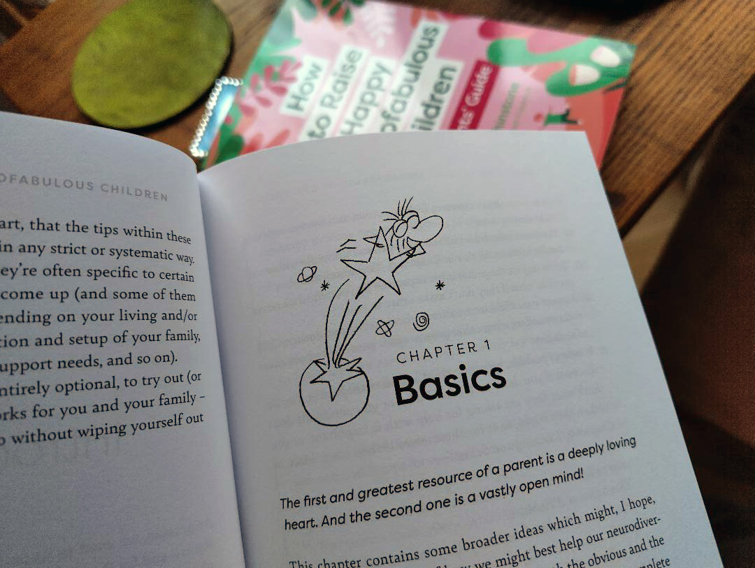 A photo of a book open at Chapter One, and a closed book lying on the table behind it.